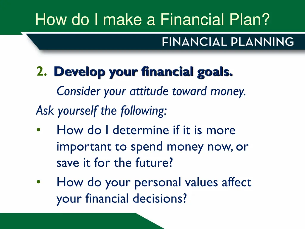 how do i make a financial plan 1