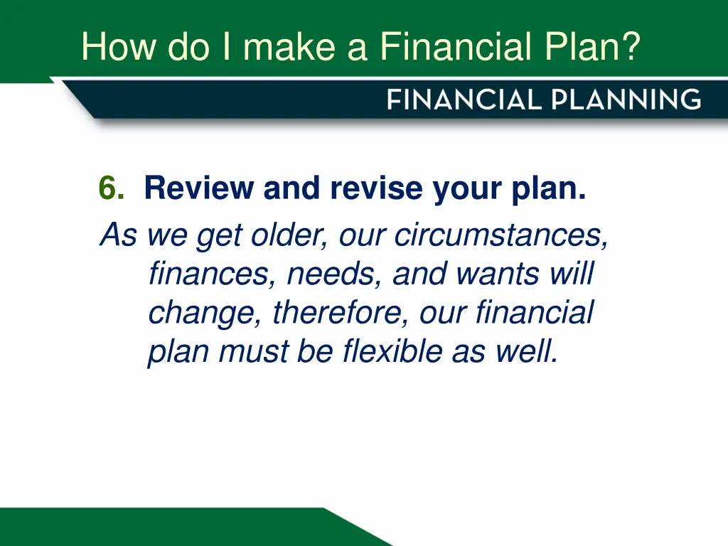 how do i make a financial plan 5