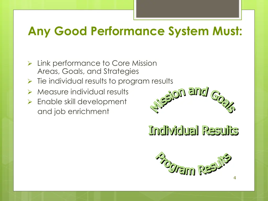 any good performance system must