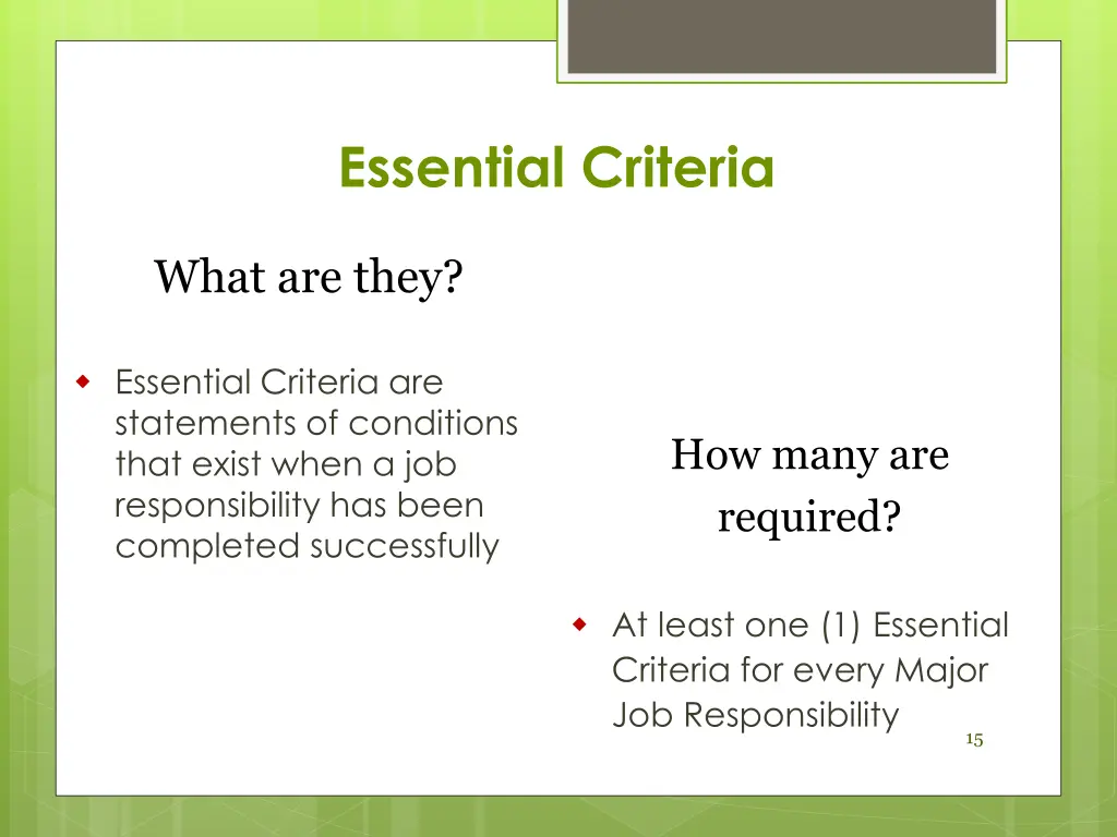 essential criteria