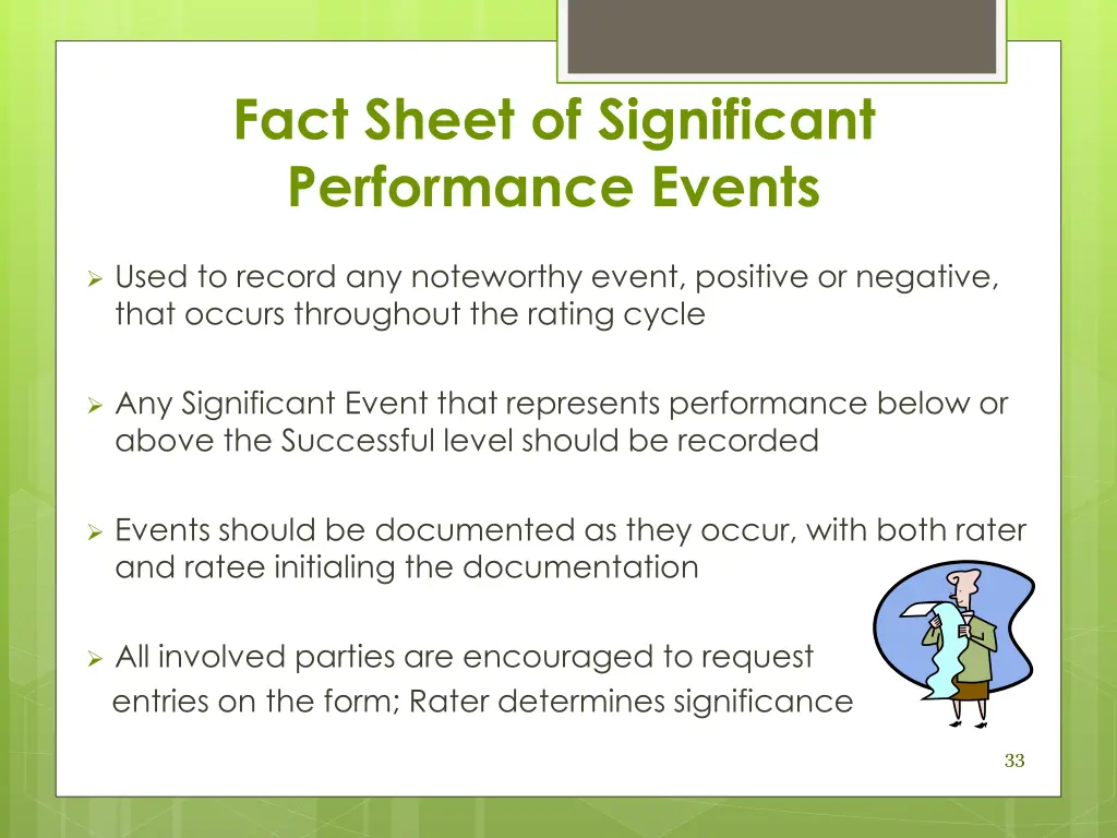 fact sheet of significant performance events