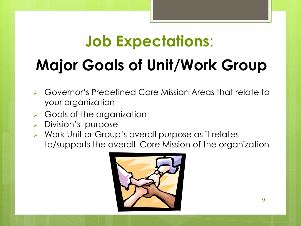 job expectations major goals of unit work group