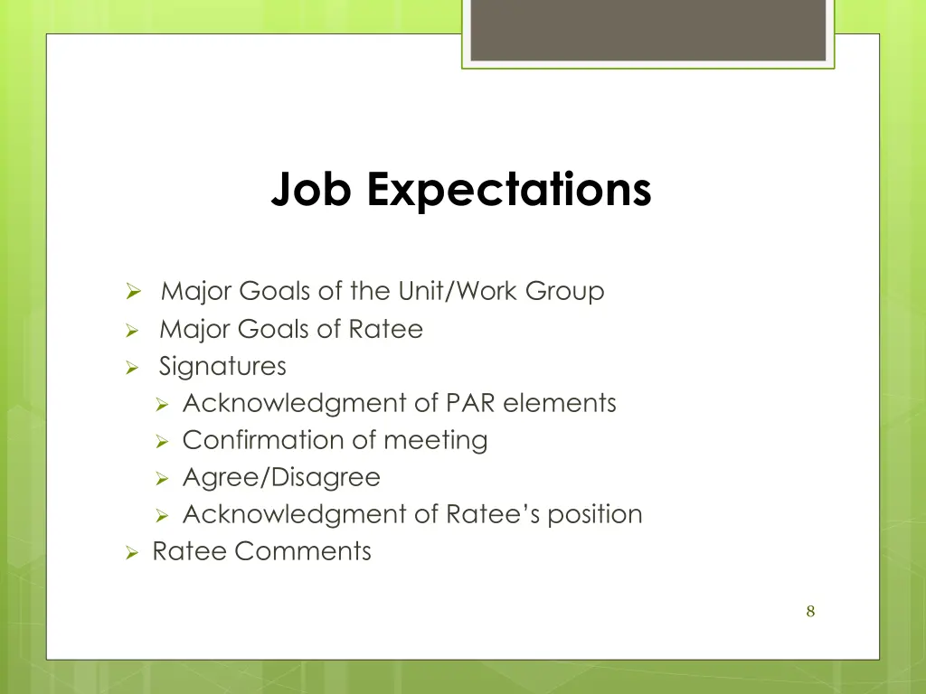 job expectations