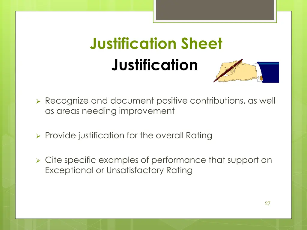 justification sheet justification