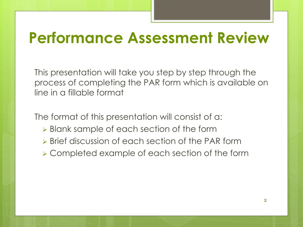 performance assessment review