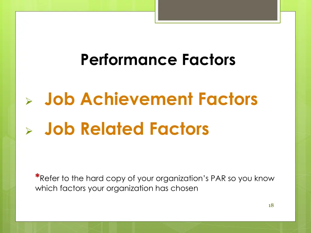 performance factors