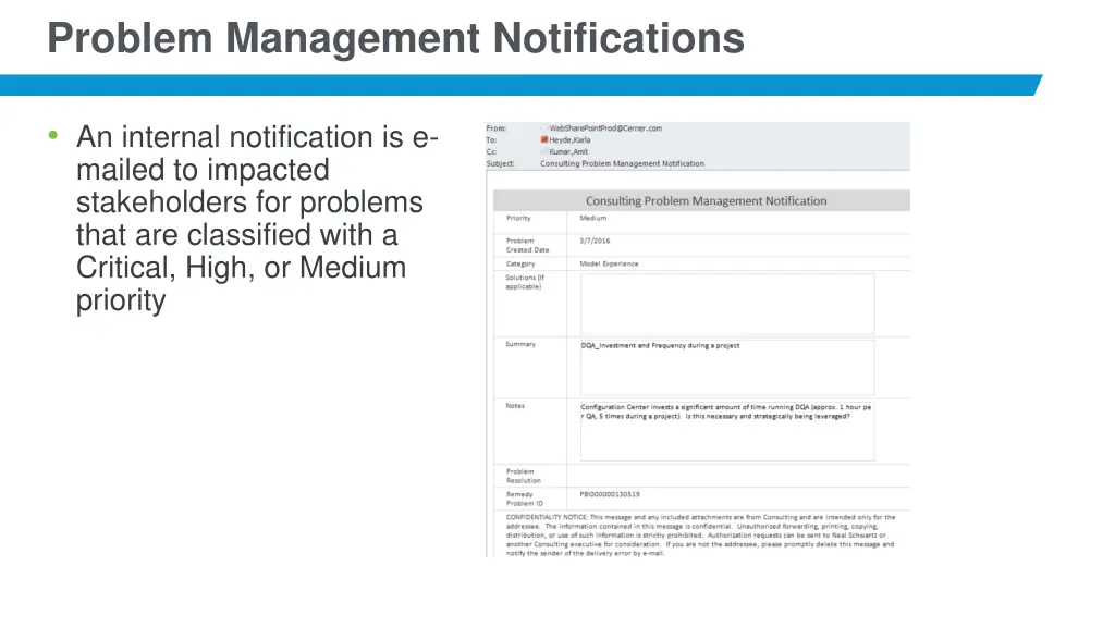 problem management notifications