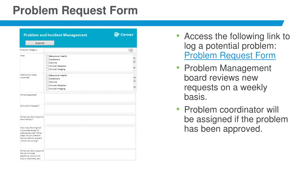 problem request form