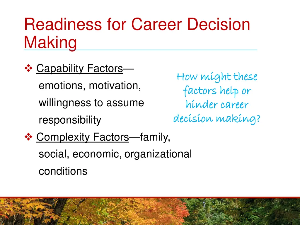 readiness for career decision making