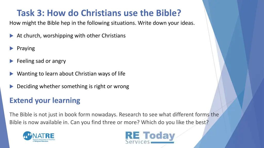 task 3 how do christians use the bible how might