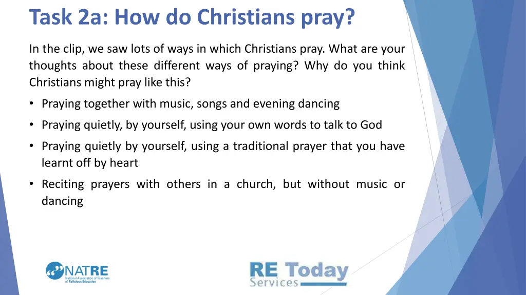 task 2a how do christians pray