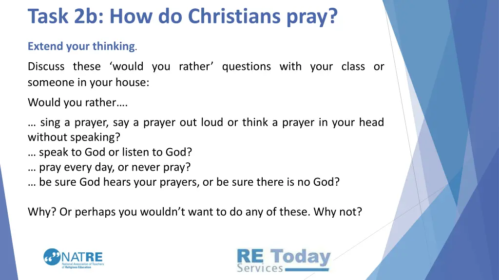 task 2b how do christians pray