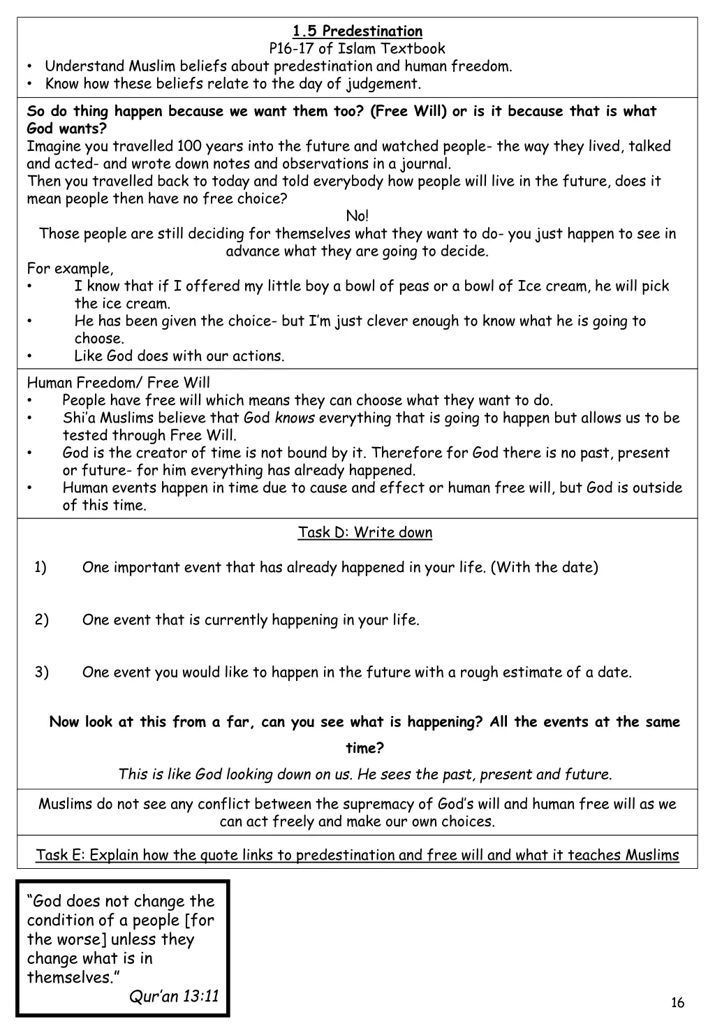 1 5 predestination p16 17 of islam textbook 1