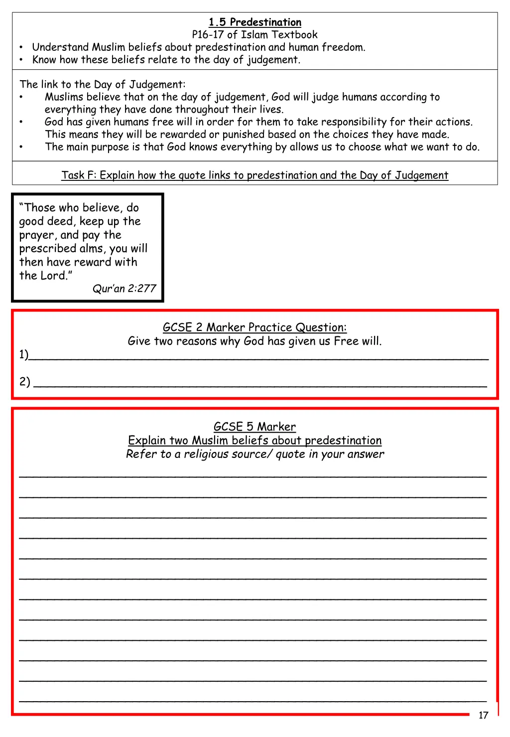 1 5 predestination p16 17 of islam textbook 2