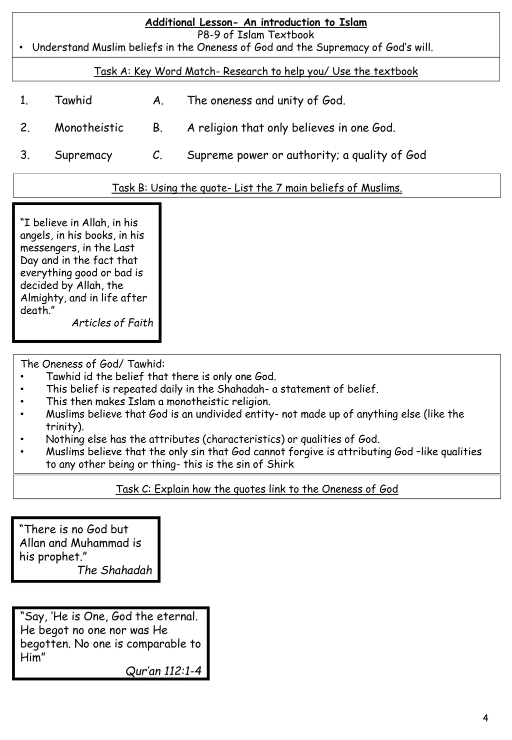 additional lesson an introduction to islam