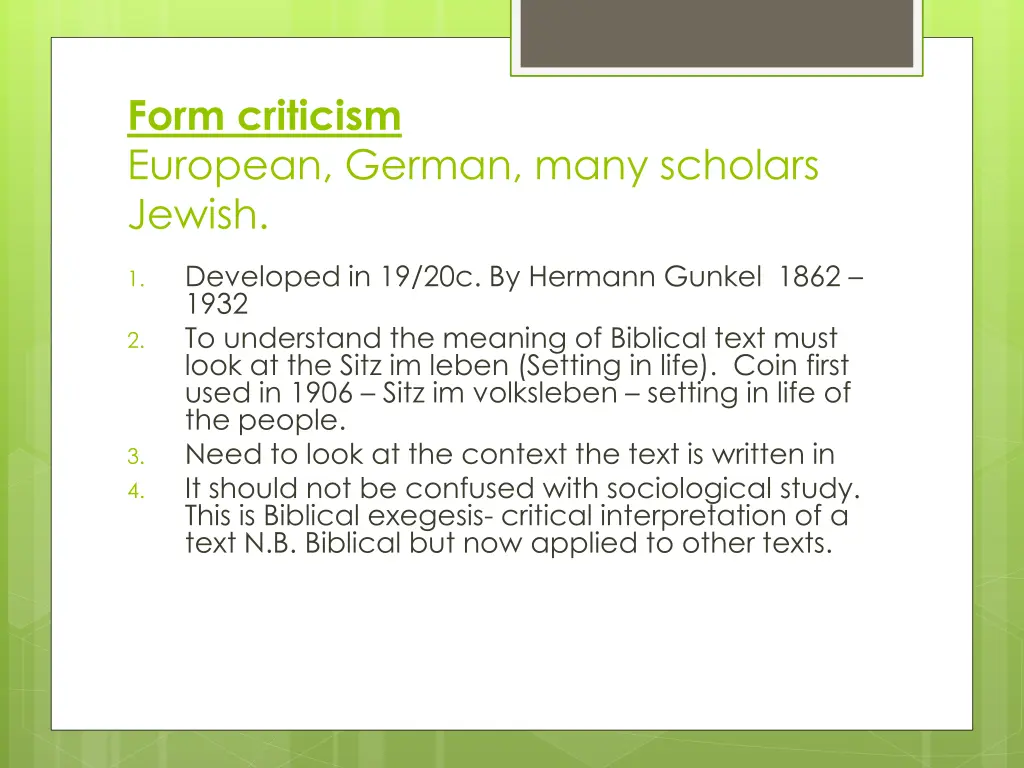 form criticism european german many scholars