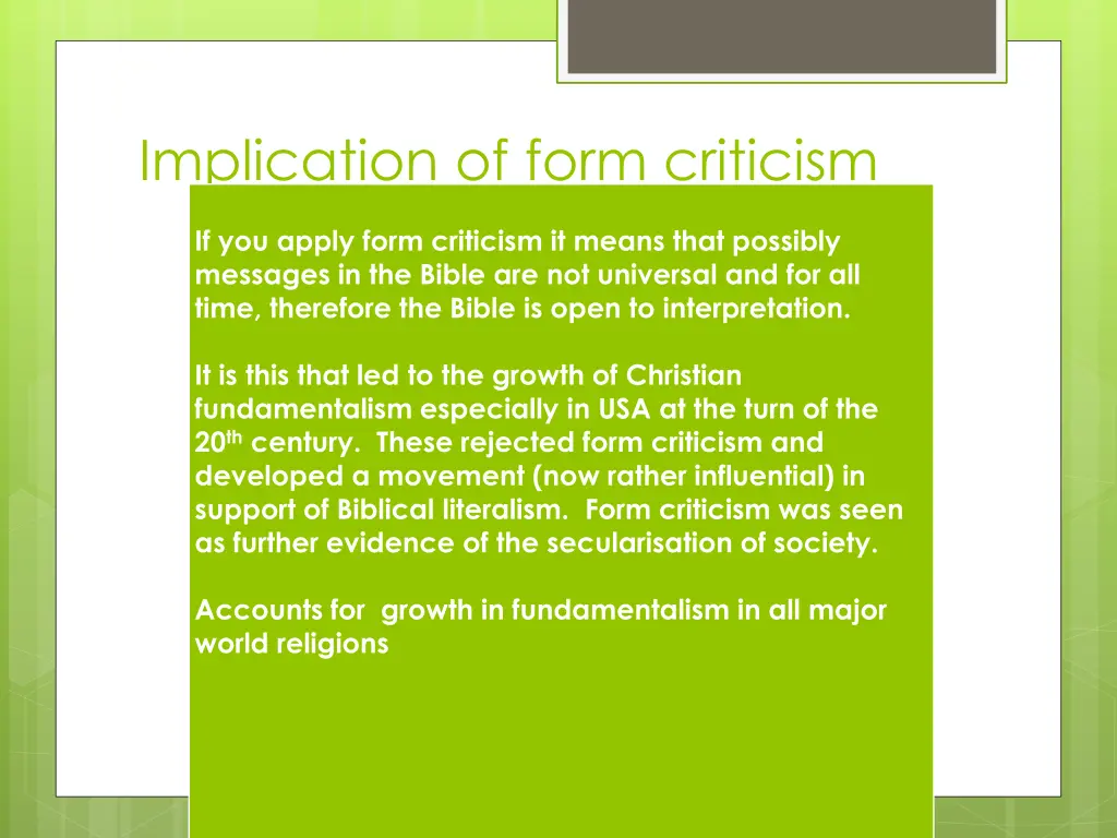 implication of form criticism