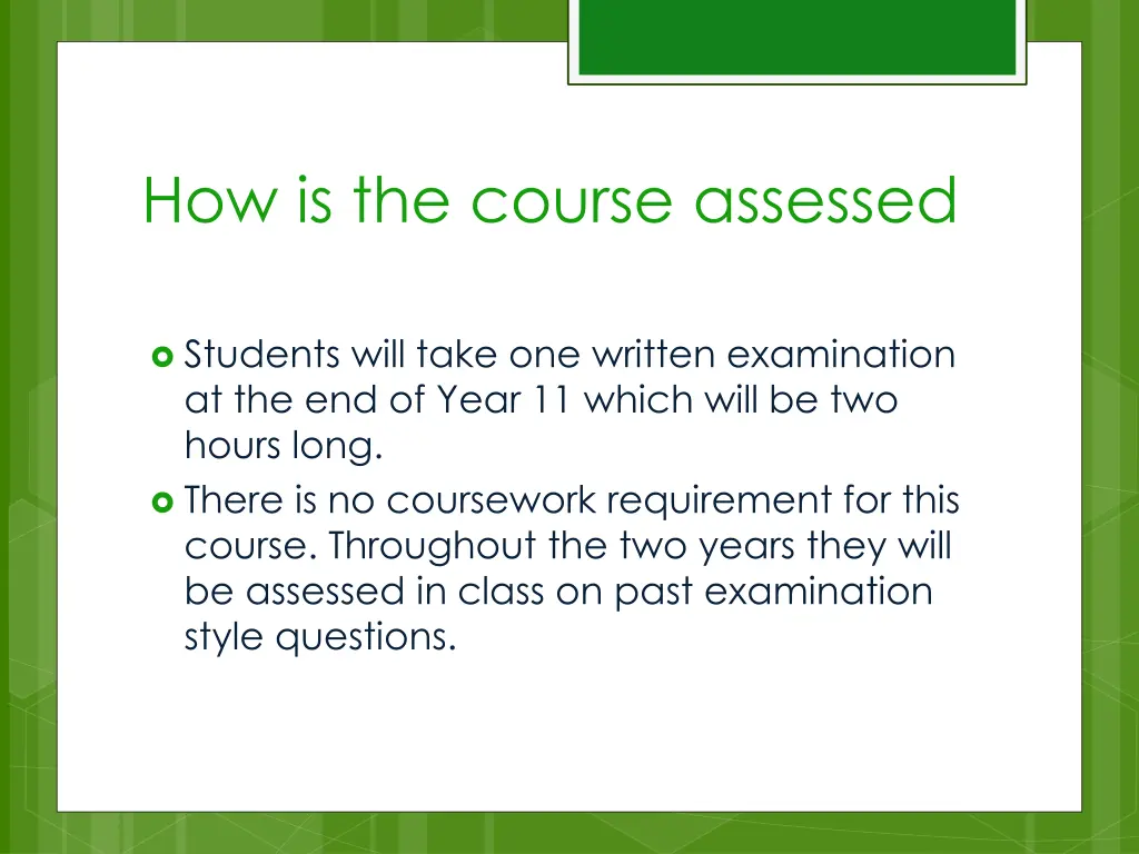 how is the course assessed