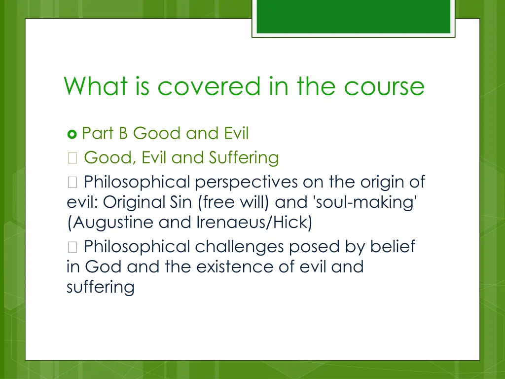 what is covered in the course 14