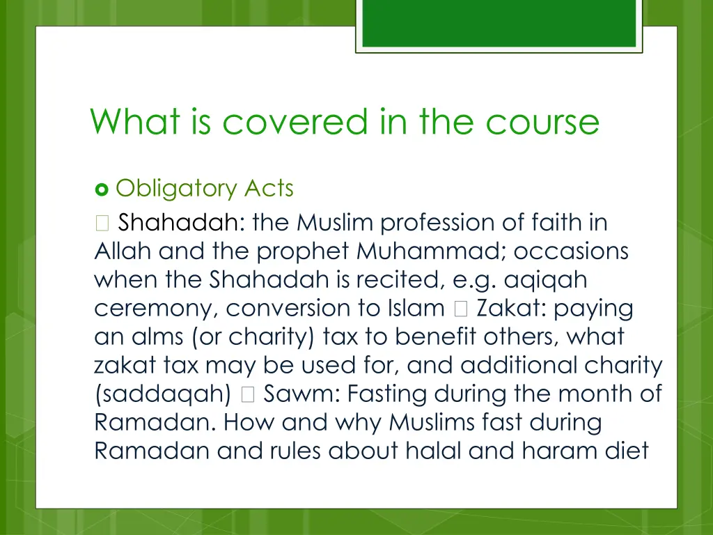 what is covered in the course 8