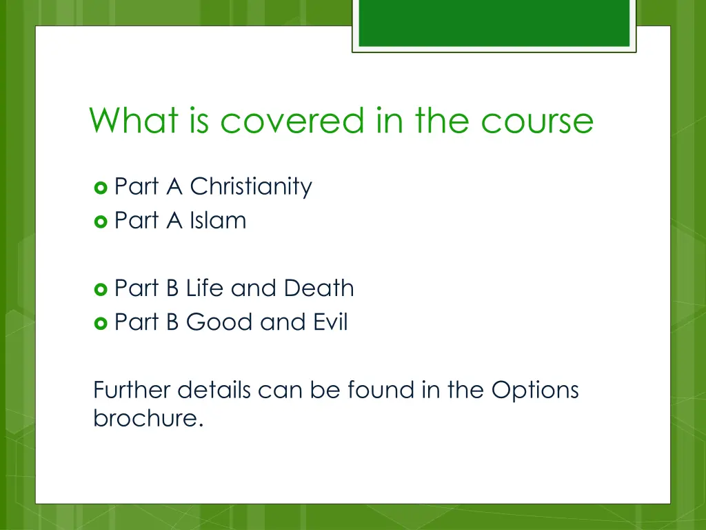 what is covered in the course