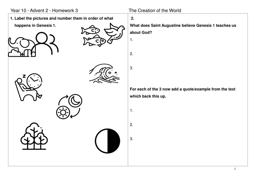 year 10 advent 2 homework 3 the creation