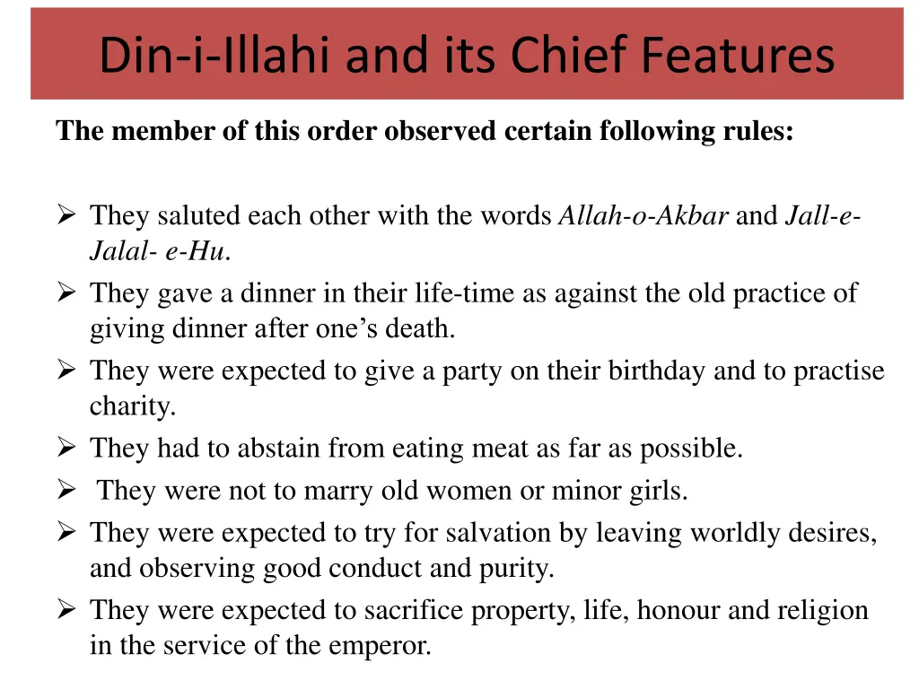 din i illahi and its chief features