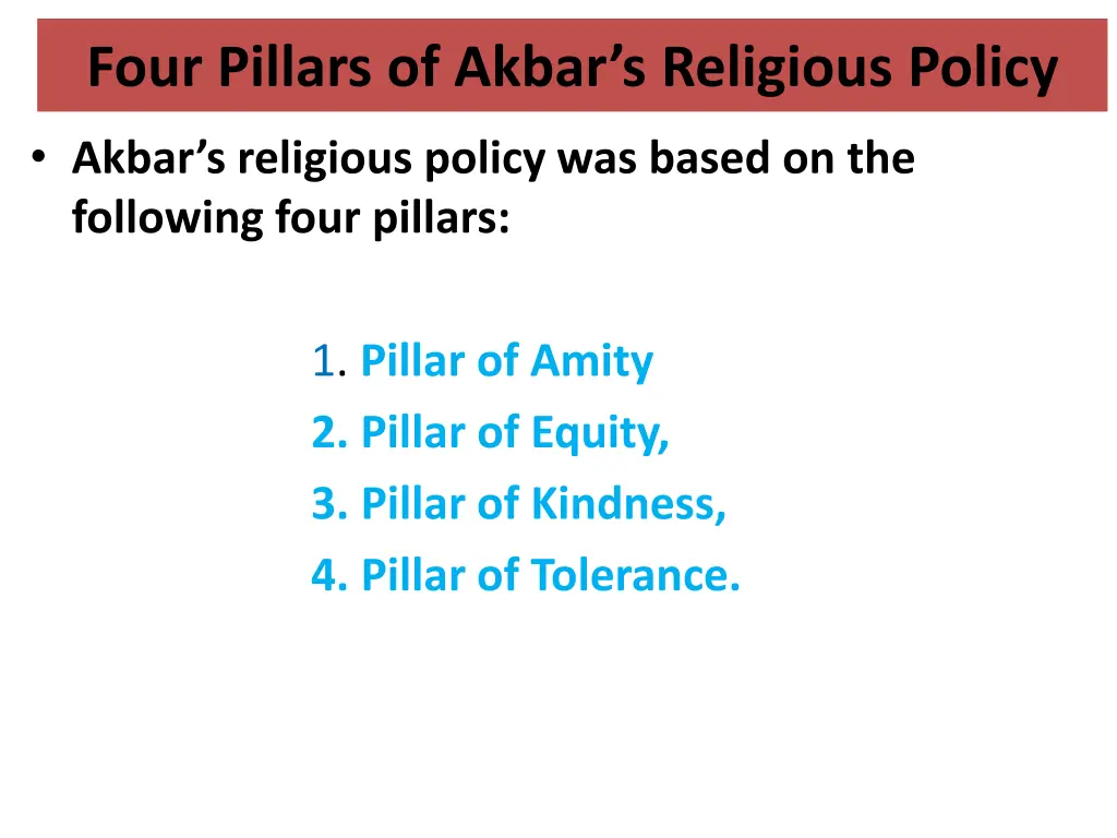 four pillars of akbar s religious policy