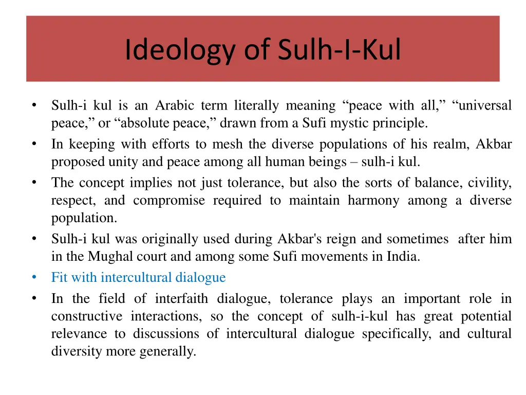 ideology of sulh i kul