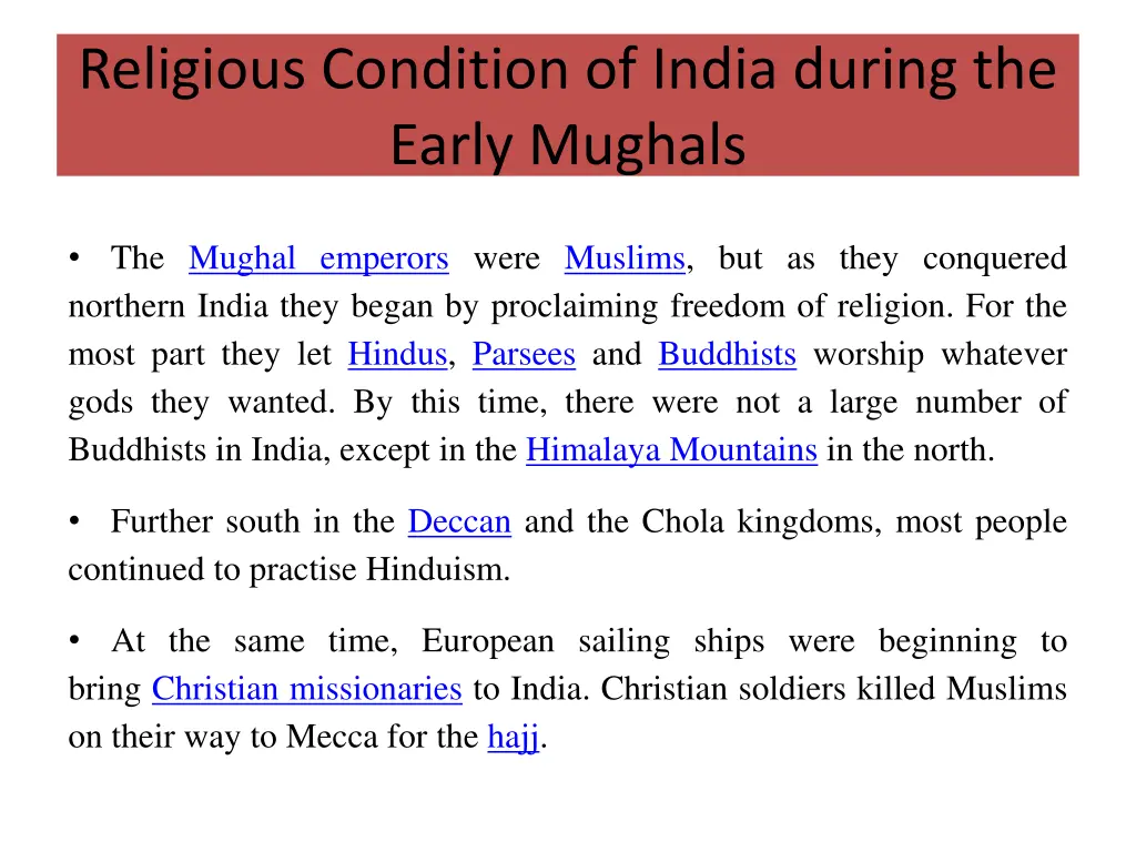 religious condition of india during the early