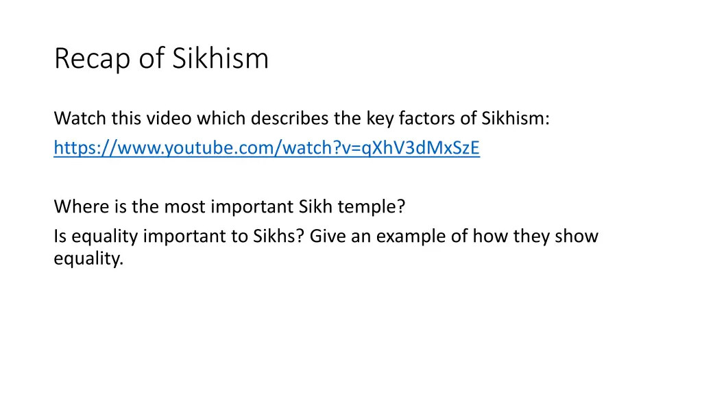 recap of sikhism