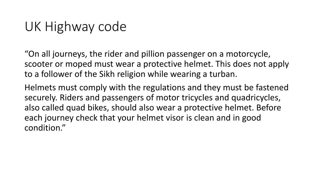 uk highway code