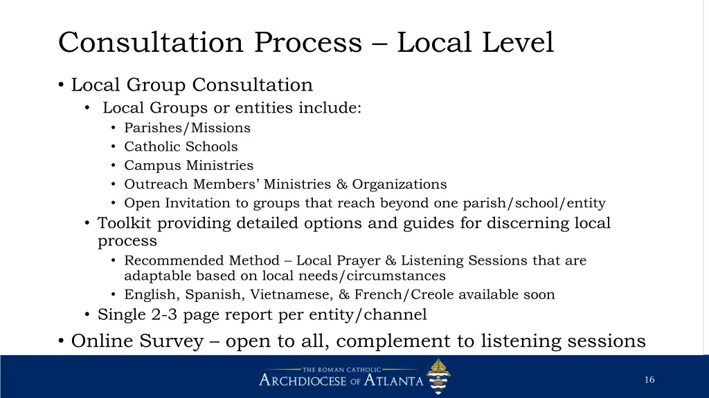 consultation process local level