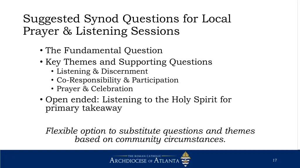 suggested synod questions for local prayer