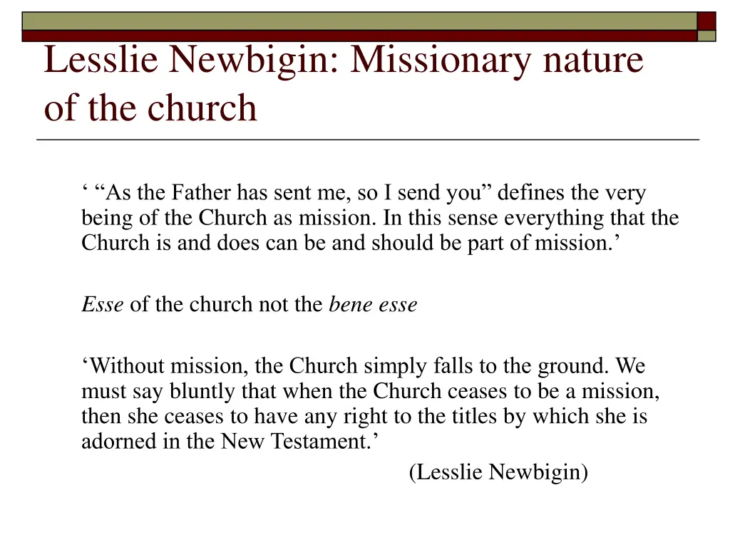 lesslie newbigin missionary nature of the church