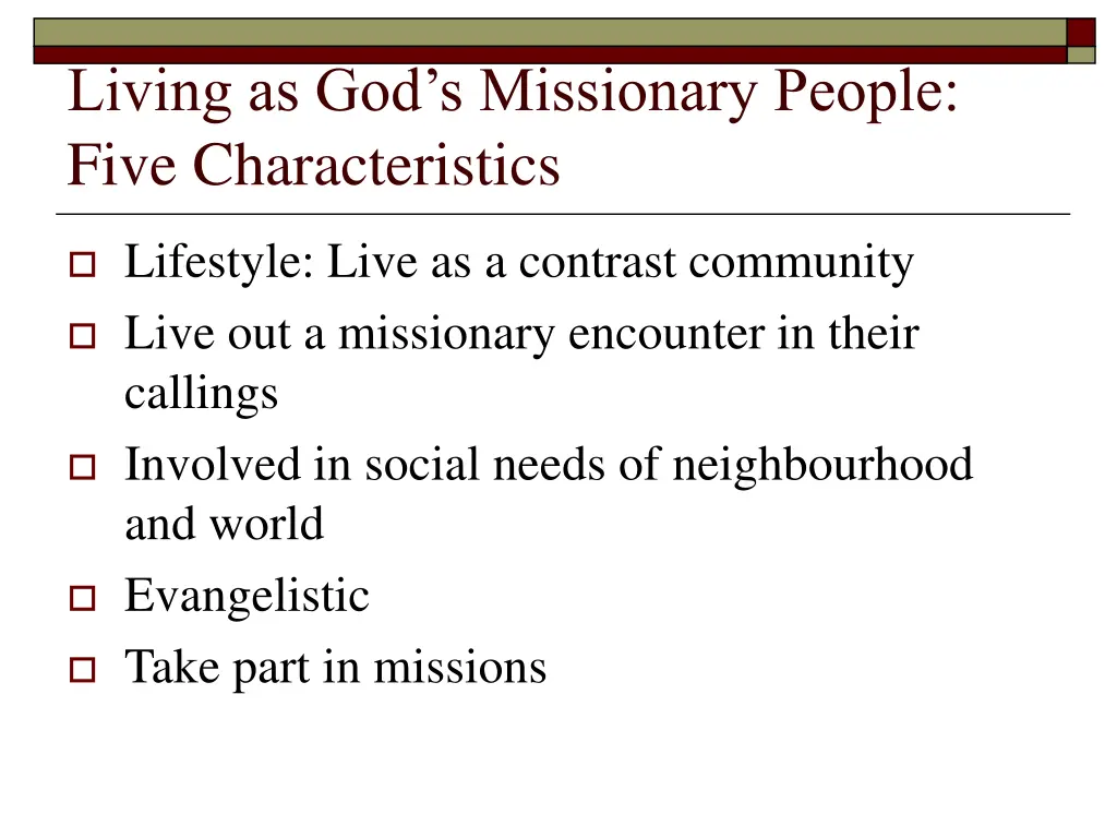 living as god s missionary people five