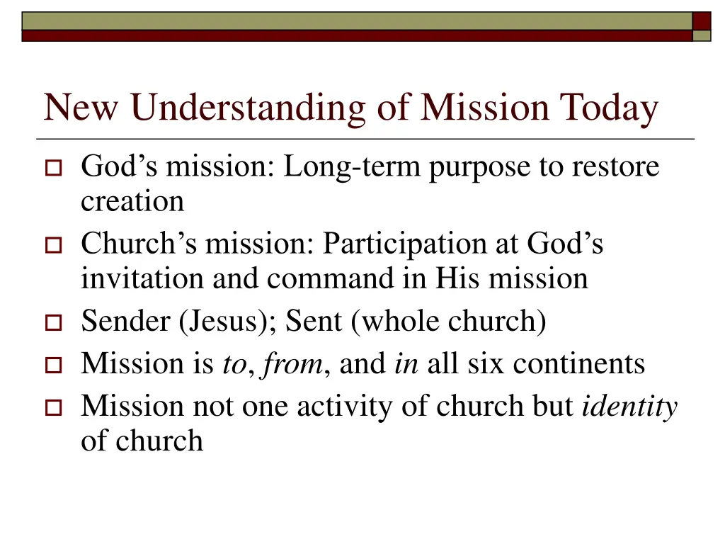 new understanding of mission today