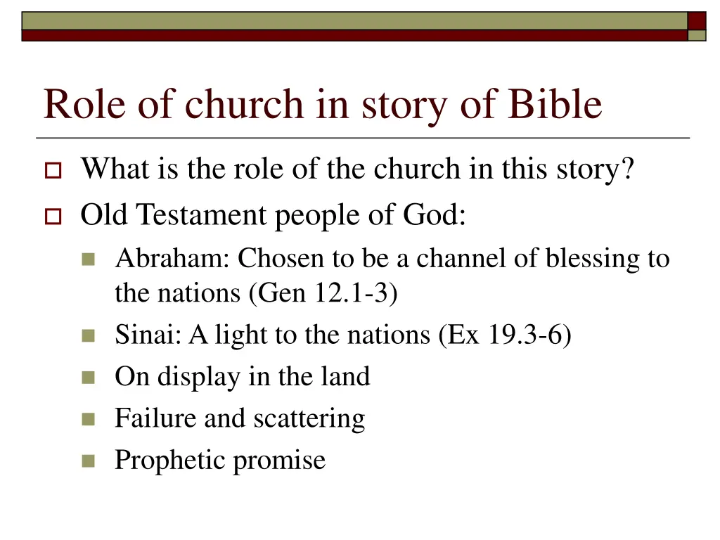 role of church in story of bible