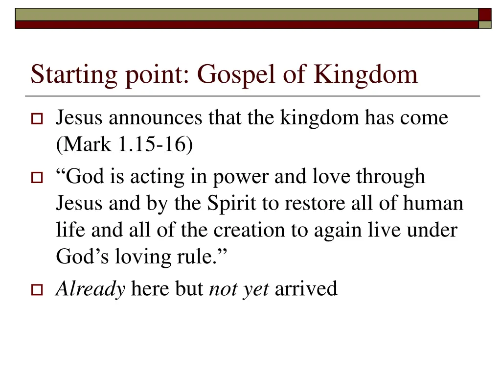 starting point gospel of kingdom