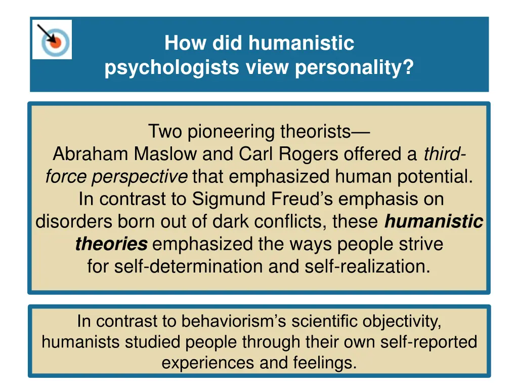 how did humanistic psychologists view personality