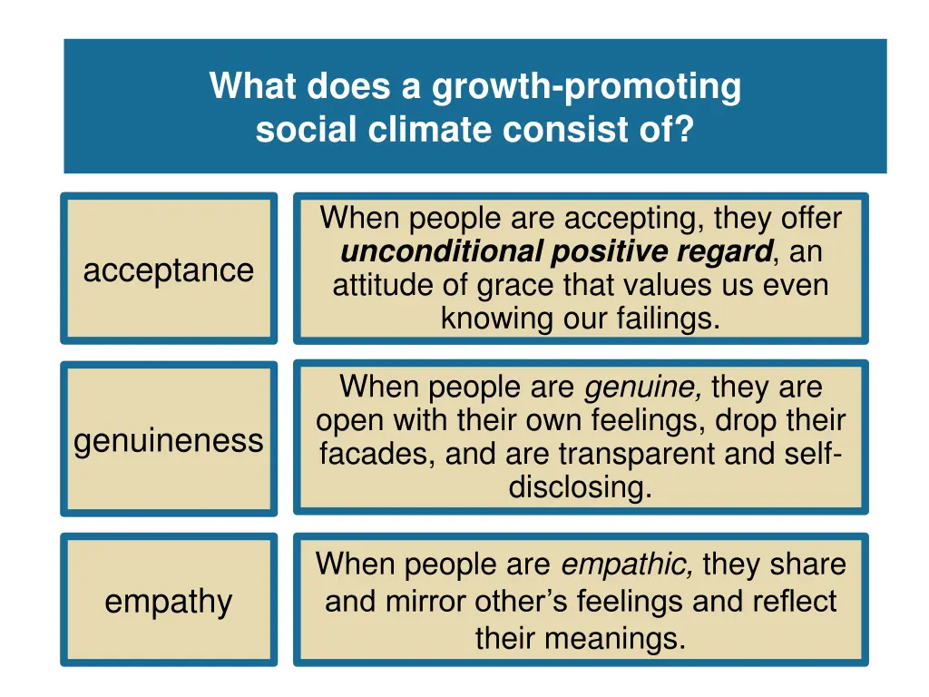 what does a growth promoting social climate