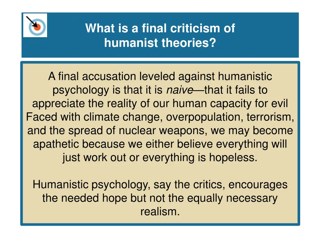 what is a final criticism of humanist theories