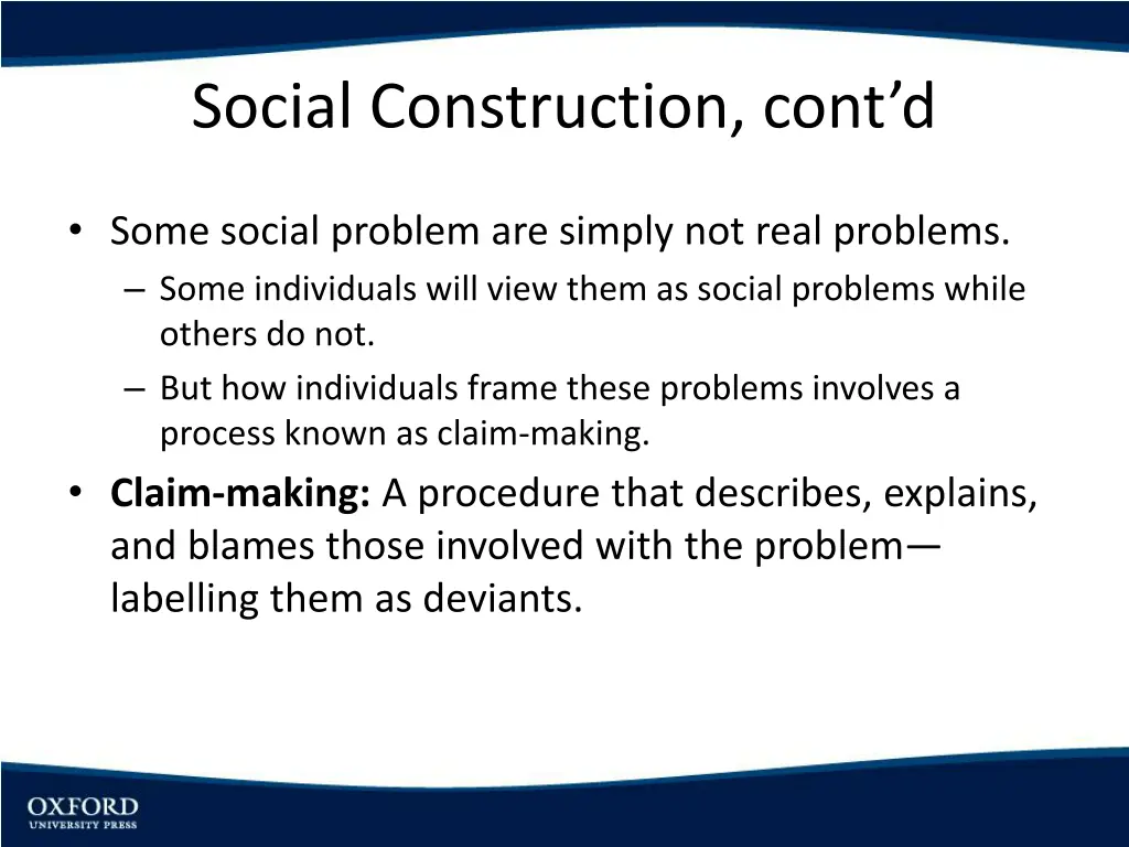 social construction cont d