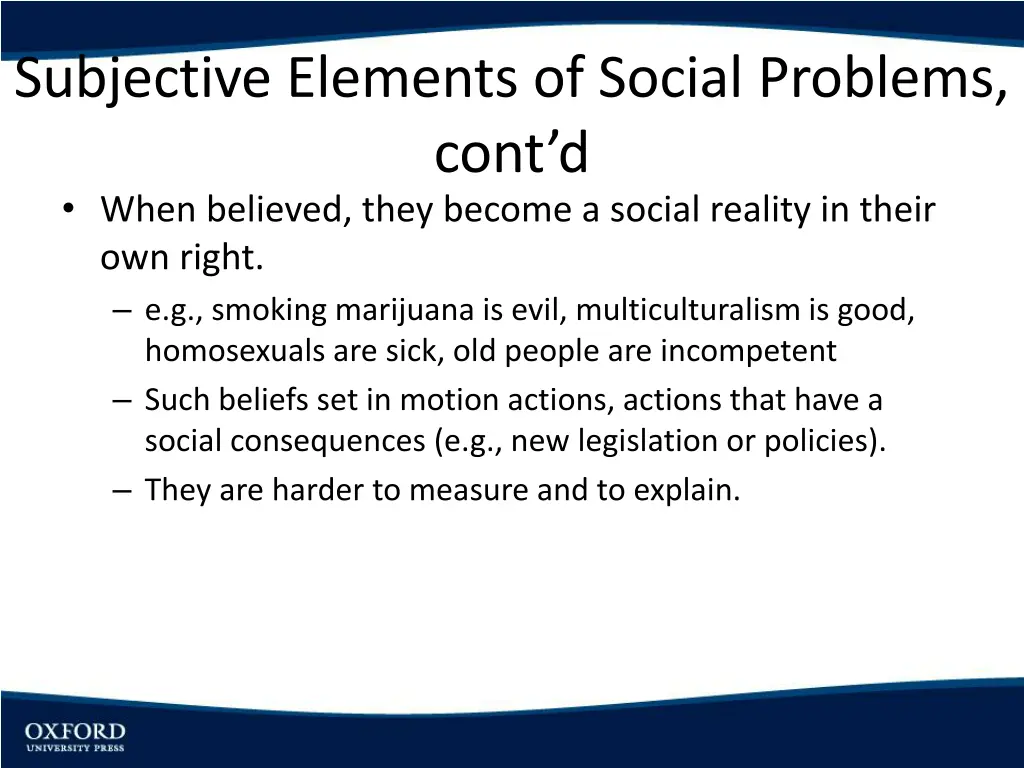 subjective elements of social problems cont