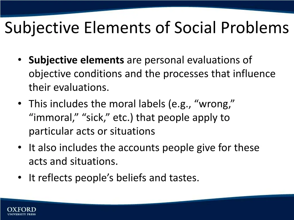 subjective elements of social problems