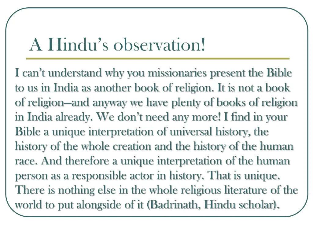 a hindu s observation