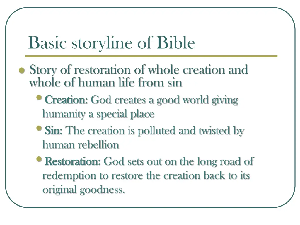 basic storyline of bible