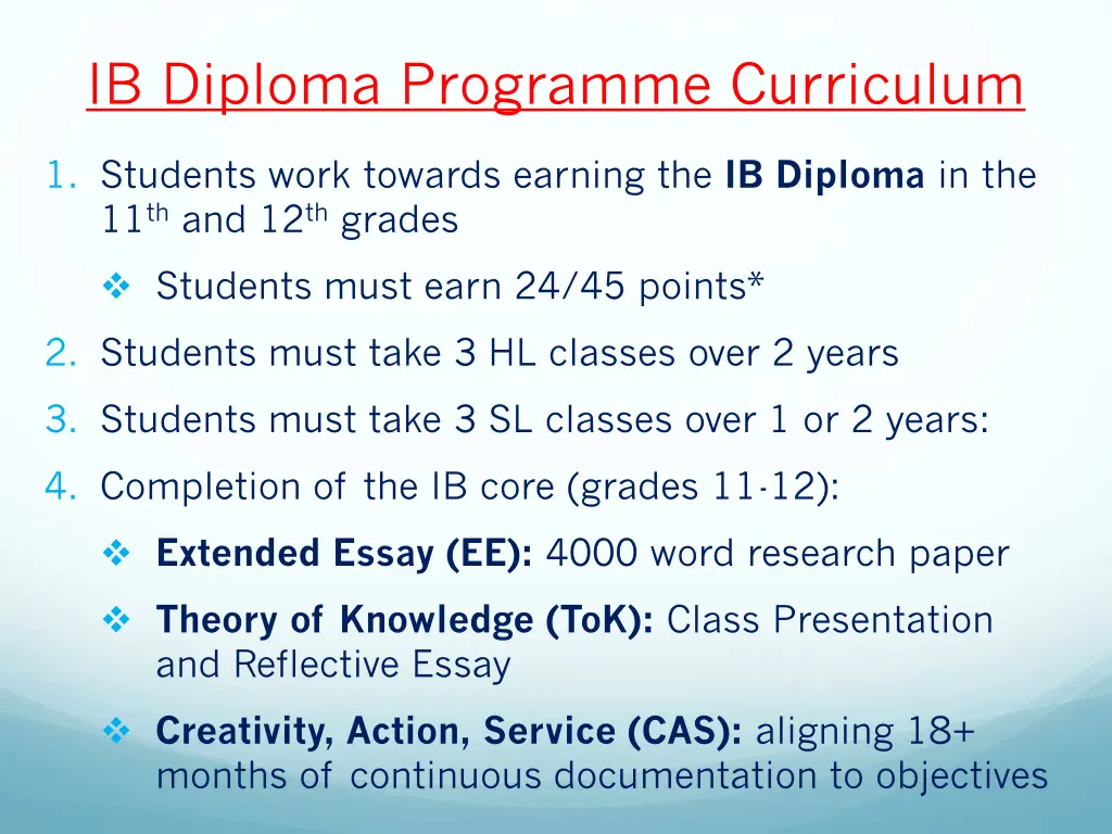 ib diploma programme curriculum