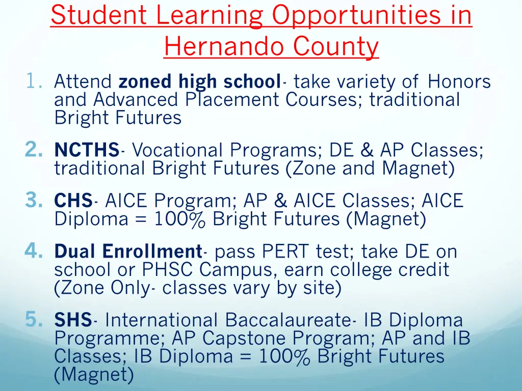 student learning opportunities in hernando county