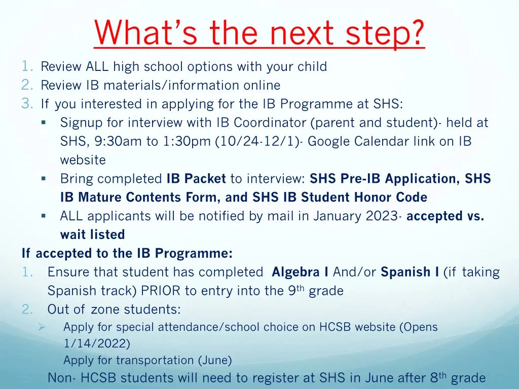 what s the next step 1 review all high school